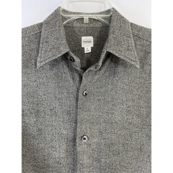 Craig Taylor Egyptian Cotton Button-Down Flannel Shirt Men L USA Made Gray - Picture 5 of 11